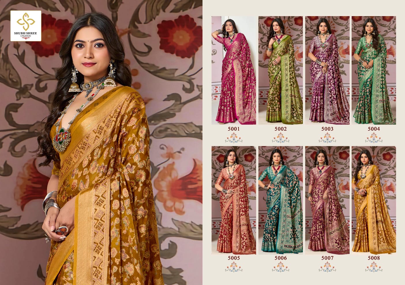 Shagun 5 By Shubh Shree Dull Moss Brasso Designer Saree Exporters In India